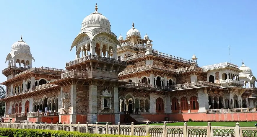 Historic Rajasthani palace with domes