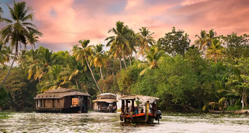 Kerala backwaters with houseboats