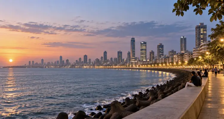Marine Drive Mumbai sunset