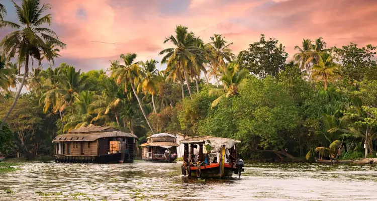 Kerala backwaters with houseboats
